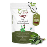 Sage Leaf Cut & Sifted (Salvia officinalis) | Herbal Tea - European Wild-Harvest | Kosher Certified | Raw, Non GMO & Gluten Free | USDA Certified | Origin - Albania