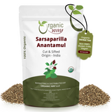Sarsaparilla/Anantamul Root (Hemidesmus indicus) Cut & Sifted - Herbal Tea | USDA & Kosher Certified | Vegan, Non GMO & Gluten Free | Resealable Bag | 100% Raw from India