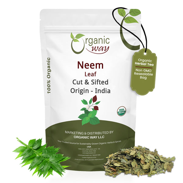 Neem Leaf Cut and sifted | Herbal Tea | Premium Neem Leaf | USDA Certified | Non GMO & Gluten Free | Origin - India