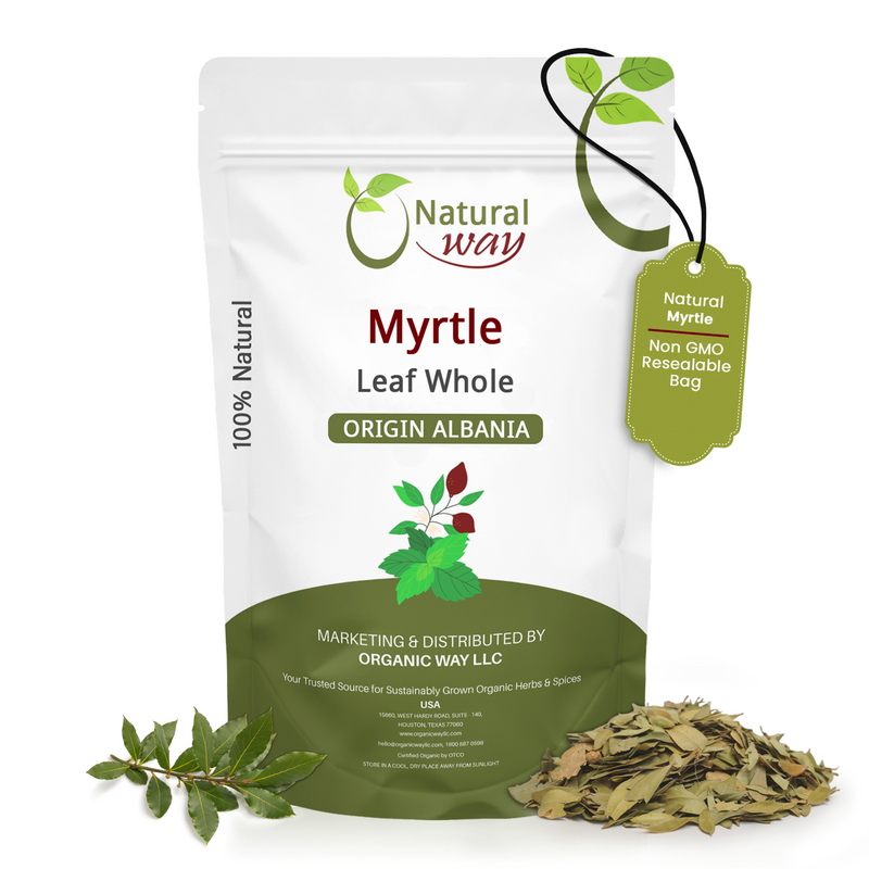 Natural Myrtle Leaf Whole (Myrtus communis) - European Wild-Harvest | Kosher Certified | Raw, Vegan, Non GMO & Gluten Free | USDA Certified | Origin - Albania