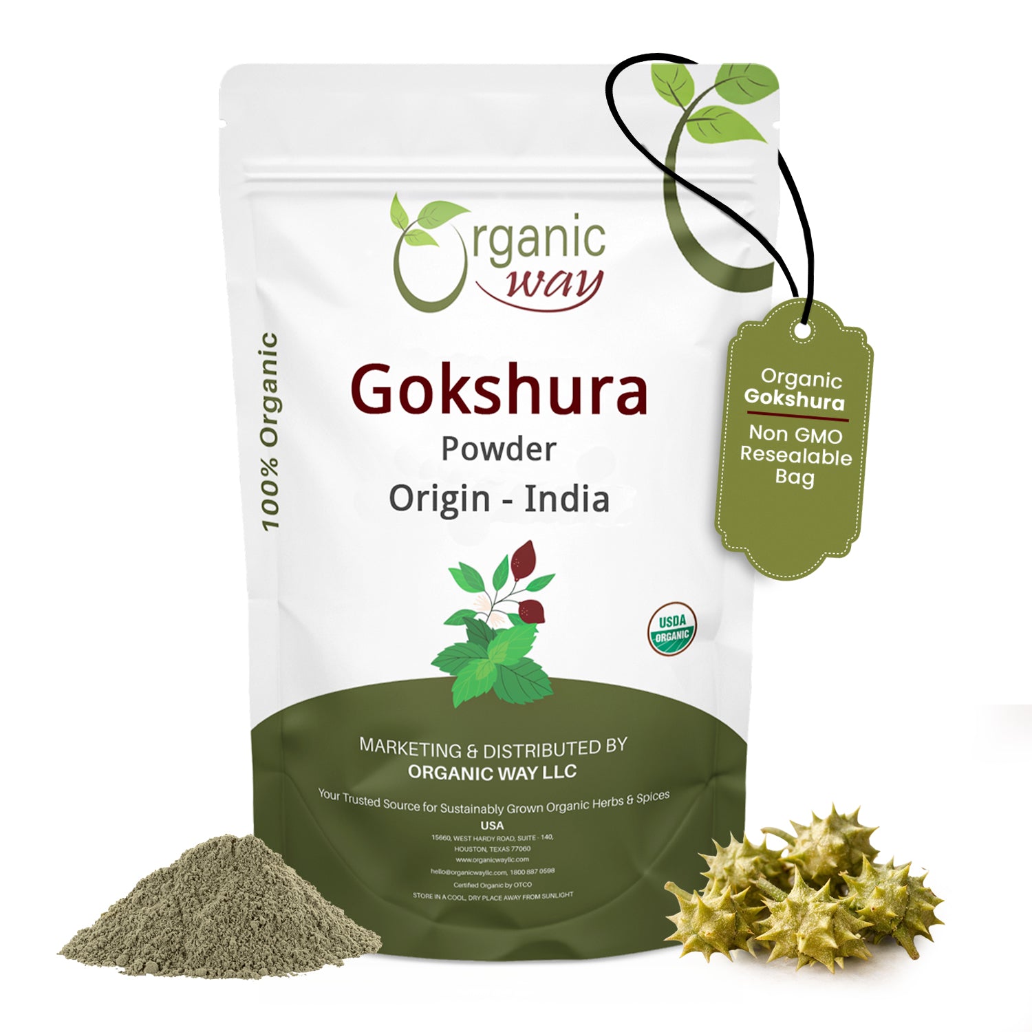 Organic Way Gokshura Powder (Tribulus Terrestris) - Organic & Kosher C ...