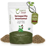 Sarsaparilla/Anantamul Root (Hemidesmus indicus) Cut & Sifted - Herbal Tea | USDA & Kosher Certified | Vegan, Non GMO & Gluten Free | Resealable Bag | 100% Raw from India
