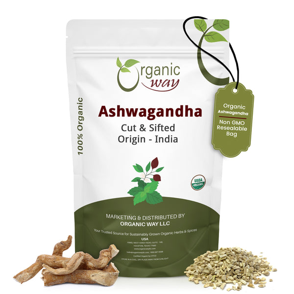 Ashwagandha Root Cut & Sifted (Withania somnifera) - Kosher Certified | Vegan, Non GMO & Gluten Free | USDA Certified | Origin - India