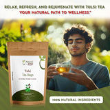 Holy Basil, Tulsi Pyramid Tea Bags | Herbal Blend for Natural Cleansing & Balanced Lifestyle | Herbal Slimming Pyramid Tea Bags | Caffeine Free 100% Natural Ingredients | ECO Conscious Tea Bags | 9 OZ (Pack of 100)