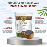 Organic Way Edible Basil Seeds | Sabja Seeds Rich in Fibers | Kosher Certified | Origin Albania