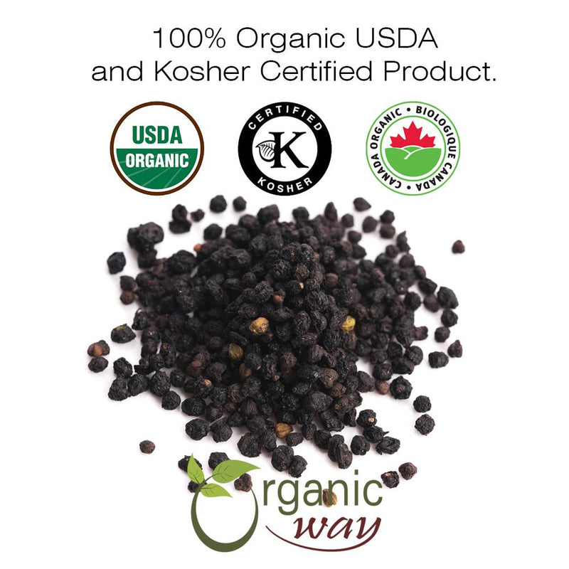 Dried Elderberry Whole - Herbal Tea | European Wild-Harvest | Kosher & USDA Certified | Non-GMO & Gluten Free | Tested for Purity | 100% Raw from Albania