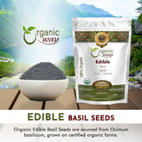 Organic Way Edible Basil Seeds | Sabja Seeds Rich in Fibers | Kosher Certified | Origin Albania