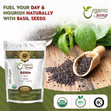 Organic Way Edible Basil Seeds | Sabja Seeds Rich in Fibers | Kosher Certified | Origin Albania
