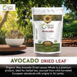 Organic Way Avocado Dried Leaves Whole | Organic, Kosher & USDA Certified | Non GMO & Gluten Free | Origin - Sri-Lanka (1 /2 LBS - 8 Oz)