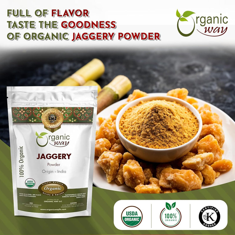 Jaggery Powder | European Wild-Harvest | Kosher Certified | Vegan, Non GMO & Gluten Free | USDA Certified | Origin - India