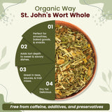 St. John's Wort Whole (Hypericum perforatum) - Herbal Tea | European Wild-Harvest | Kosher & USDA Certified | Vegan, Non GMO & Gluten Free | Origin - Albania