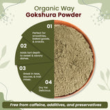Organic Way Gokshura Powder (Tribulus Terrestris) - Organic & Kosher Certified | Raw, Vegan, Non GMO & Gluten Free | USDA Certified | Origin - India