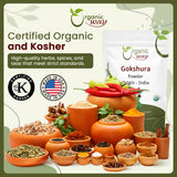 Organic Way Gokshura Powder (Tribulus Terrestris) - Organic & Kosher Certified | Raw, Vegan, Non GMO & Gluten Free | USDA Certified | Origin - India