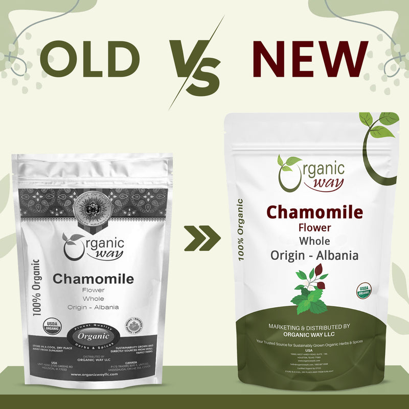 Chamomile Flower Whole (Matricaria chamomilla) - Herbal Tea | European Wild-Harvest | Kosher & USDA Certified | Vegan, Non-GMO & Gluten Free | 100% Raw from Albania