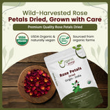 Rose Petals Dried (Rosa Centifolia) - Pure, Edible & Fragrant for Tea | USDA & Kosher Certified |Vegan, Non GMO & Gluten Free | 100% Raw from India - India
