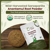Sarsaparilla/Anantamul Root (Hemidesmus indicus) Powder - Herbal Tea | USDA & Kosher Certified | Vegan, Non GMO & Gluten Free | Resealable Bag | 100% Raw from India