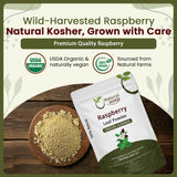 Natural Raspberry Leaf Powder (Rubus idaeus) - Herbal Tea | European Wild-Harvest | Kosher & USDA Certified | Vegan, Non-GMO & Gluten Free | 100% Raw from Albania