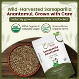Sarsaparilla/Anantamul Root (Hemidesmus indicus) Cut & Sifted - Herbal Tea | USDA & Kosher Certified | Vegan, Non GMO & Gluten Free | Resealable Bag | 100% Raw from India