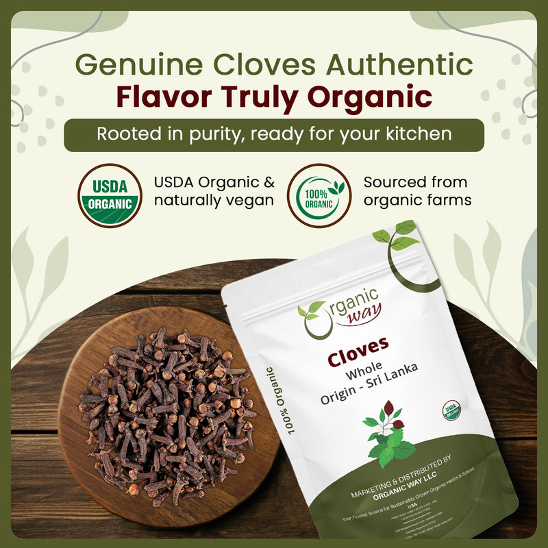 Hand Selected Cloves Whole (Syzygium aromaticum) - Adds Flavour & Aroma | Kosher Certified | Raw, Non GMO & Gluten Free | USDA Certified | Origin - Sri Lanka