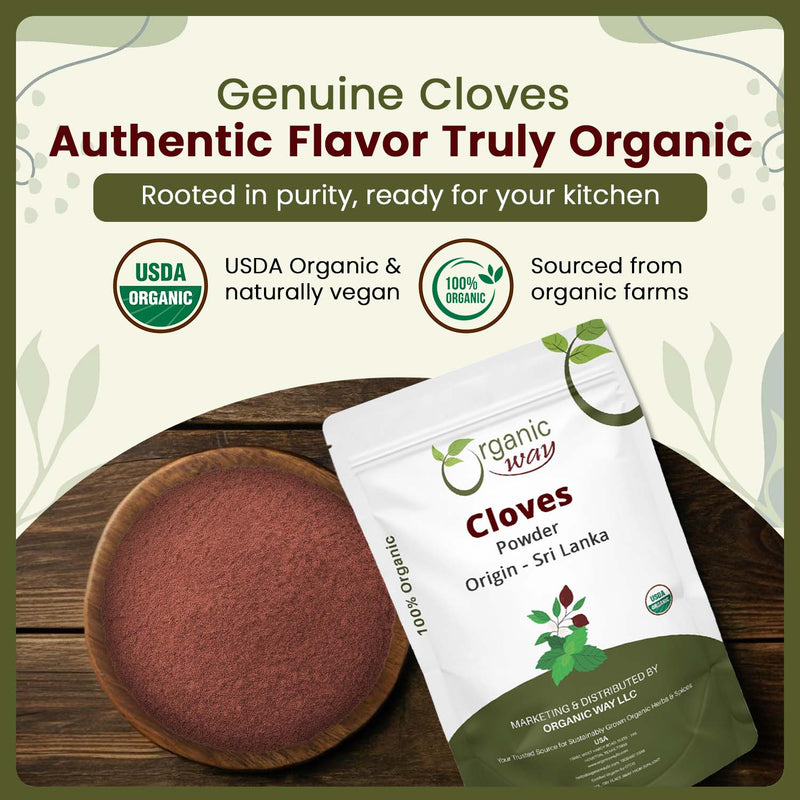 Premium Cloves Powder (Syzygium aromaticum) - Aromatic Spice | Kosher Certified | Raw, Vegan, Non GMO & Gluten Free | USDA Certified | Origin - Sri Lanka