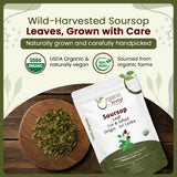 Dried Soursop Leaf Coarse Cut (Annona Muricata) - Herbal Tea | Vegan, Non GMO & Gluten Free | Kosher Certified | Resealable Bag | 100% Raw from Sri Lanka