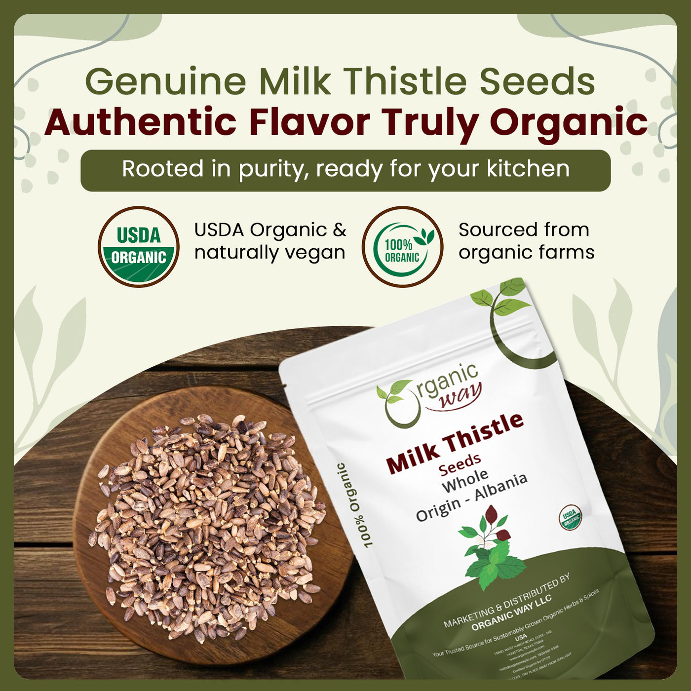 milk thistle seeds to plant Organic Way Whole Milk Thistle Seeds (Silybum marianum) - European Wild-Harvest | Organic & Kosher Certified | Vegan, Non GMO & Gluten Free