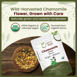 Chamomile Flower Whole (Matricaria chamomilla) - Herbal Tea | European Wild-Harvest | Kosher & USDA Certified | Vegan, Non-GMO & Gluten Free | 100% Raw from Albania