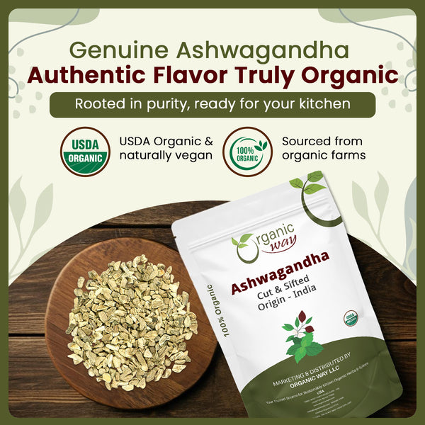 Ashwagandha Root Cut & Sifted (Withania somnifera) - Kosher Certified | Vegan, Non GMO & Gluten Free | USDA Certified | Origin - India