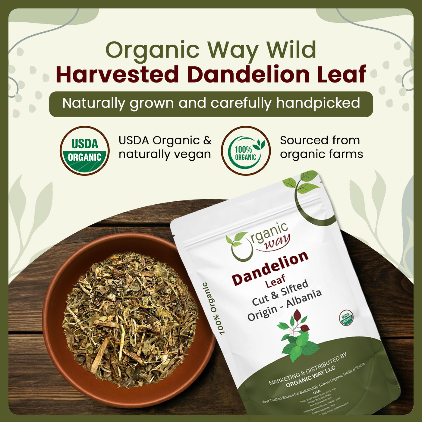 Dandelion Leaf (Taraxacum Officinale) Cut & Sifted - Herbal Tea