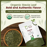 Stevia Leaf Cut & Sifted (Stevia Rebaudiana) - Kosher & USDA Certified | Non-GMO & Gluten Free | Natural Sweetener | 100% Raw from India