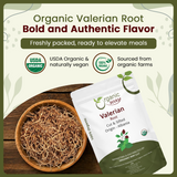 Valerian Root Cut & Sifted (Valeriana Officinalis) - Herbal Tea | European Wild-Harvest | Kosher & USDA Certified | Vegan, Non-GMO & Gluten Free | 100% Raw from Albania