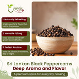 Whole Black Pepper (Black Tellicherry Peppercorn) - Grinder Refill | Adds Flavour | Kosher Certified | Non GMO & Gluten Free | USDA Certified | Origin - India