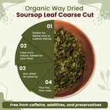 Dried Soursop Leaf Coarse Cut (Annona Muricata) - Herbal Tea | Vegan, Non GMO & Gluten Free | Kosher Certified | Resealable Bag | 100% Raw from Sri Lanka