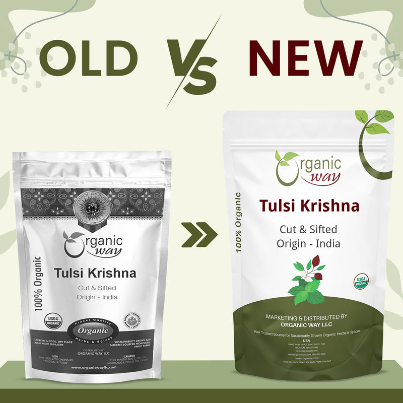Tulsi/Holy Basil (Krishna) Cut & Sifted (Ocimum Tenuiflorum) - Herbal Tea | Kosher Certified | Raw, Vegan, Non GMO & Gluten Free | USDA Certified | Origin - India