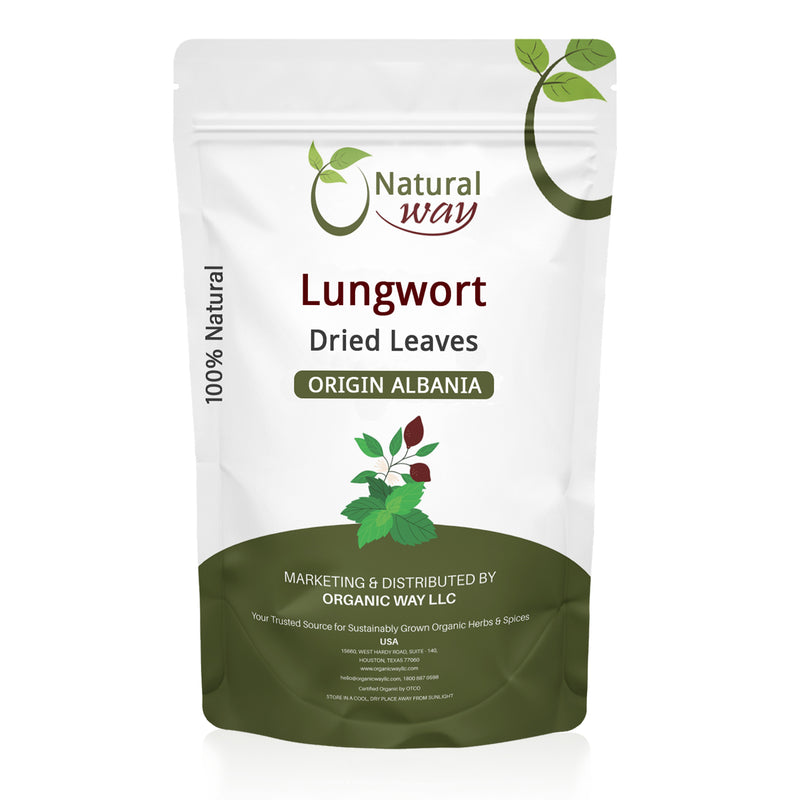 Natural Lungwort Dried Leaves Cut & Sifted (Pulmonaria Officinalis) | Kosher Certified | Raw, Vegan, Non GMO & Gluten Free | USDA Certified | Origin - Albania