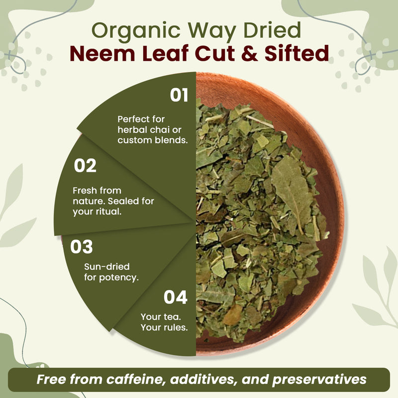 Neem Leaf Cut and sifted | Herbal Tea | Premium Neem Leaf | USDA Certified | Non GMO & Gluten Free | Origin - India