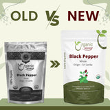 Whole Black Pepper (Black Tellicherry Peppercorn) - Grinder Refill | Adds Flavour | Kosher Certified | Non GMO & Gluten Free | USDA Certified | Origin - India
