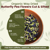 Dried Blue Butterfly Pea Flowers | Vegan, Non GMO & Gluten Free | USDA Certified | Raw from India
