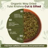 Tulsi/Holy Basil (Krishna) Cut & Sifted (Ocimum Tenuiflorum) - Herbal Tea | Kosher Certified | Raw, Vegan, Non GMO & Gluten Free | USDA Certified | Origin - India