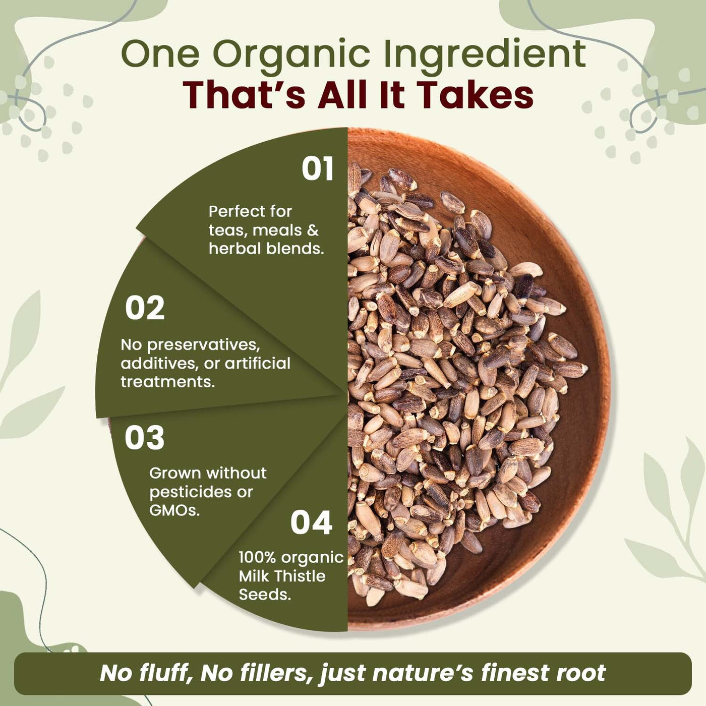 Organic Way Whole Milk Thistle Seeds (Silybum marianum) - European Wild-Harvest | Organic & Kosher Certified | Vegan, Non GMO & Gluten Free