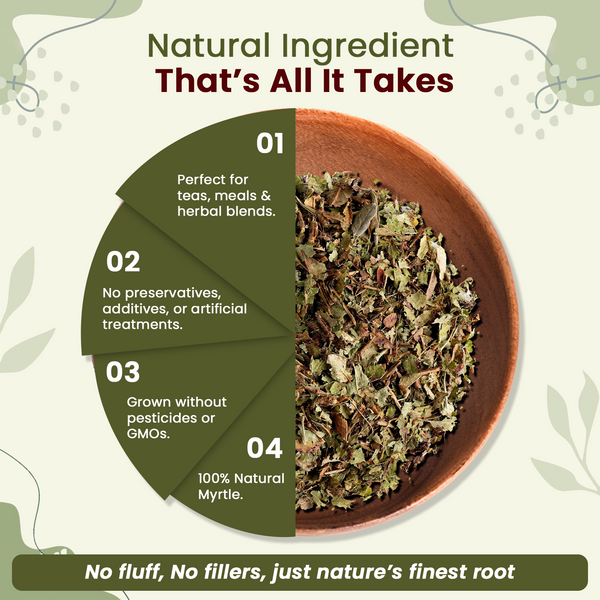 Natural Myrtle Leaf Whole (Myrtus communis) - European Wild-Harvest | Kosher Certified | Raw, Vegan, Non GMO & Gluten Free | USDA Certified | Origin - Albania