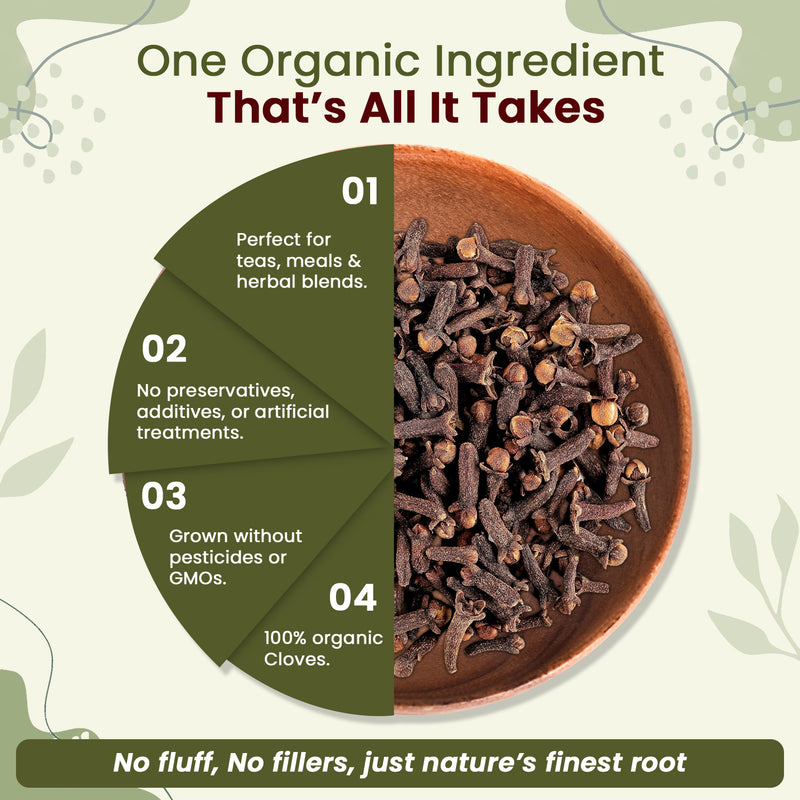 Hand Selected Cloves Whole (Syzygium aromaticum) - Adds Flavour & Aroma | Kosher Certified | Raw, Non GMO & Gluten Free | USDA Certified | Origin - Sri Lanka