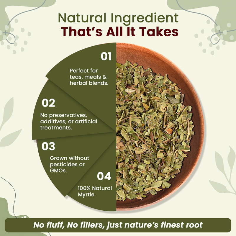 Natural Myrtle Leaf Powder (Myrtus communis) - European Wild-Harvest | Kosher Certified | Raw, Vegan, Non GMO & Gluten Free | USDA Certified | Origin - Albania