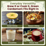 Green Cardamom Whole Pods, Hari Elaichi (Elettaria cardamomum) - Kosher & USDA Certified | Vegan, Non-GMO & Gluten Free | Resealable Bag | Adds Flavour | 100% Raw from India