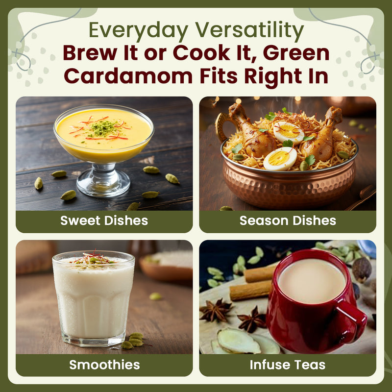 Green Cardamom Whole Pods, Hari Elaichi (Elettaria cardamomum) - Kosher & USDA Certified | Vegan, Non-GMO & Gluten Free | Resealable Bag | Adds Flavour | 100% Raw from India