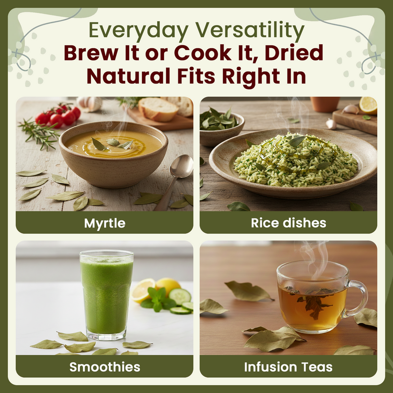 Natural Myrtle Leaf Whole (Myrtus communis) - European Wild-Harvest | Kosher Certified | Raw, Vegan, Non GMO & Gluten Free | USDA Certified | Origin - Albania