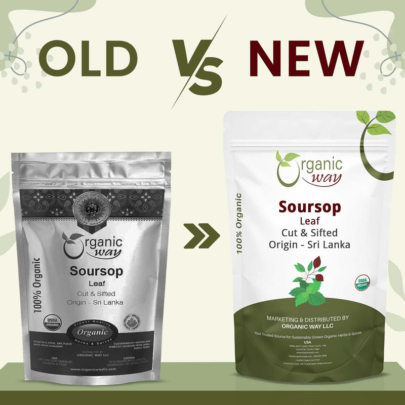 Dried Soursop Leaf Coarse Cut (Annona Muricata) - Herbal Tea | Vegan, Non GMO & Gluten Free | Kosher Certified | Resealable Bag | 100% Raw from Sri Lanka