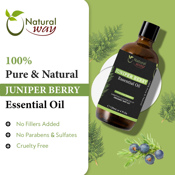 Natural Way Juniper Berry Essential Oil | Premium Grade Essential Oils for Hair Care, Oil for Skin, Aromatherapy, & Diffuser | Essential Oil for Skin Tag Remover, Massage Oil & Humidifier Use | 4 Fl Oz (120 mL)