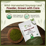 Soursop Leaf Coarse Powder - Herbal Tea | Organic, Vegan, Non GMO & Gluten Free | Resealable Bag, USDA & Kosher Certified | 100% Raw from Sri Lanka