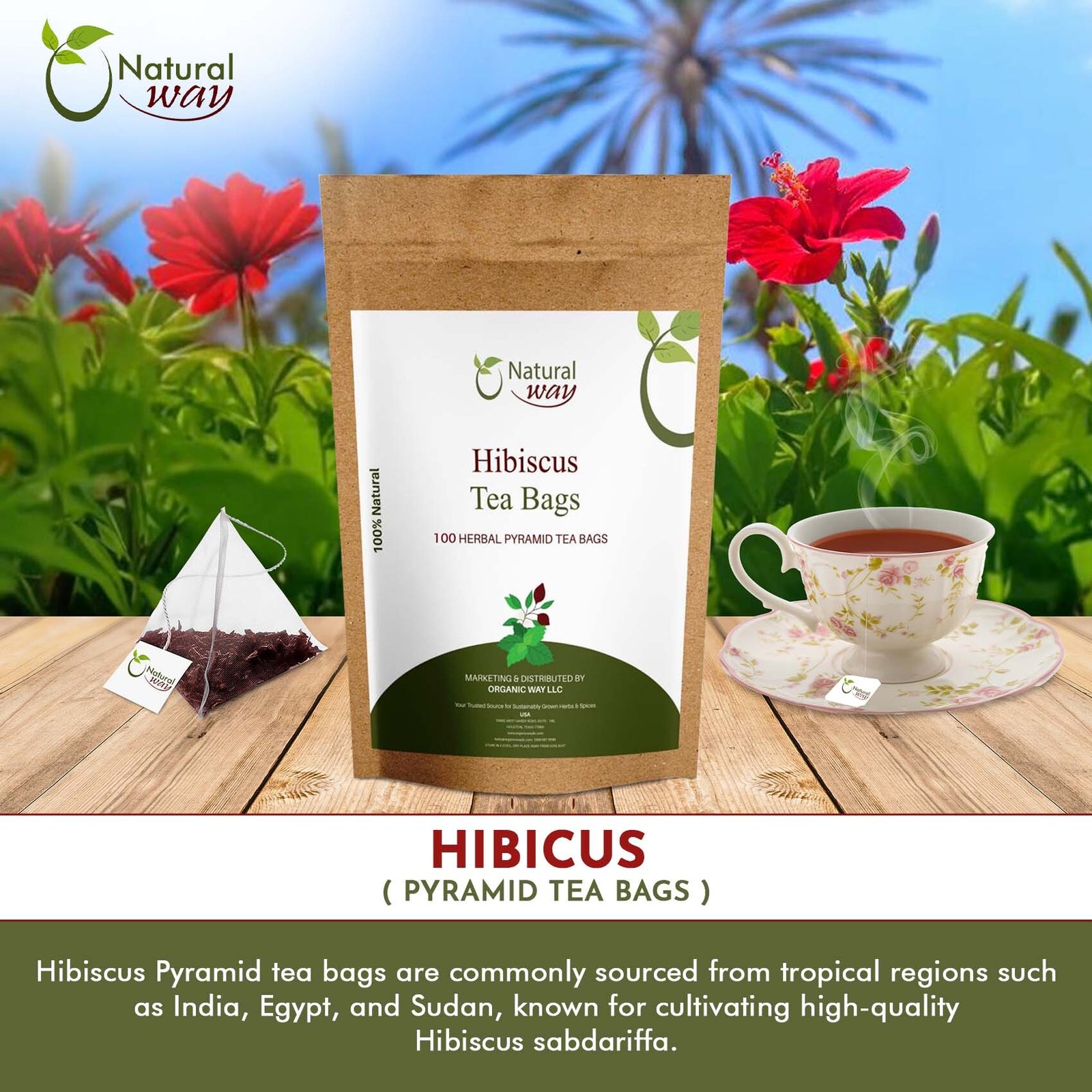 Hibiscus Tea Bags | Herbal Blend for Natural Cleansing & Balanced